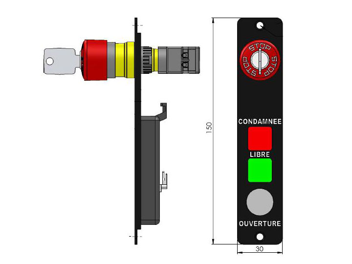 Nouvelles platines de commande avec arret d'urgence  cle intgre